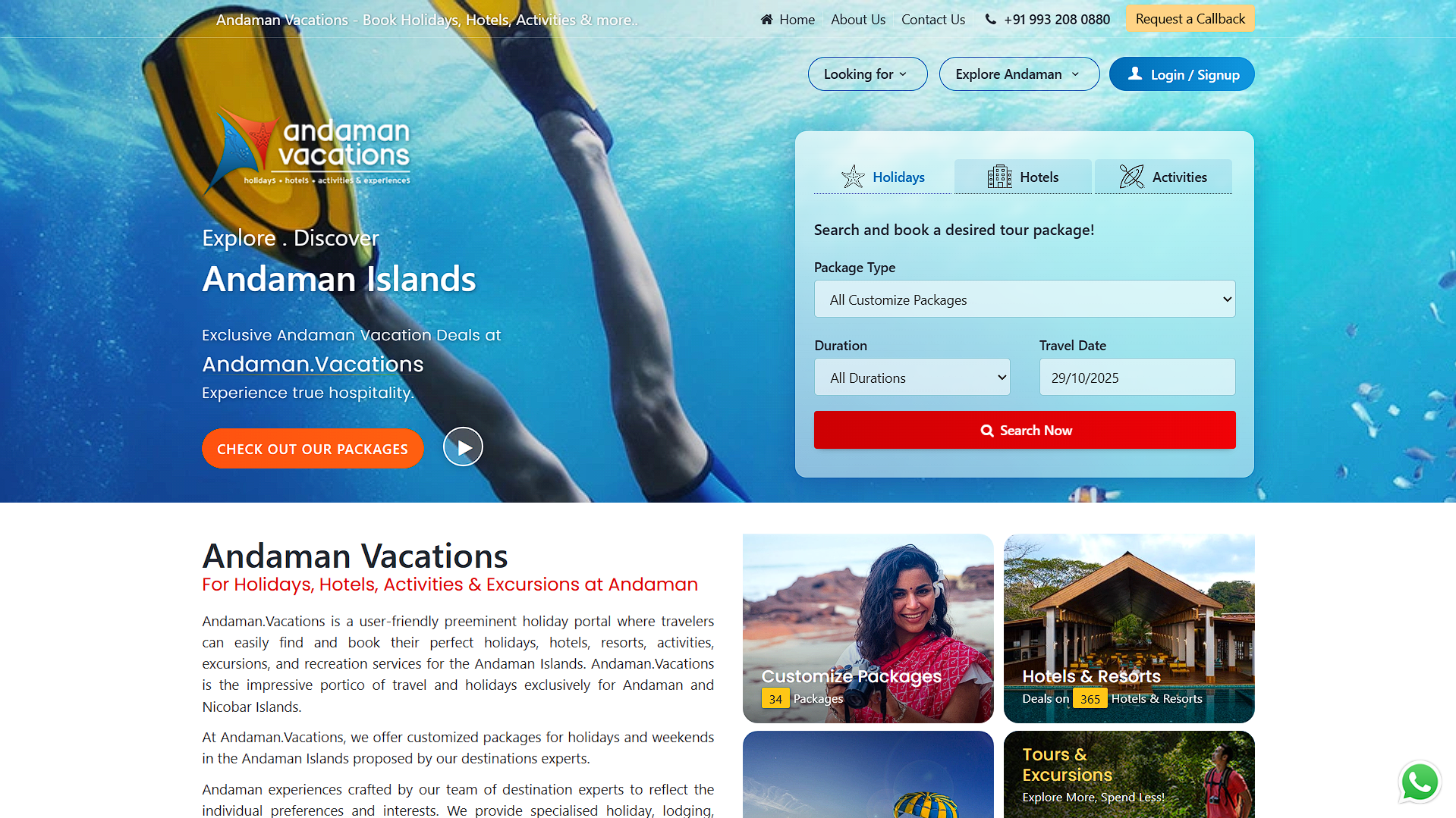 Andaman Vacations Website